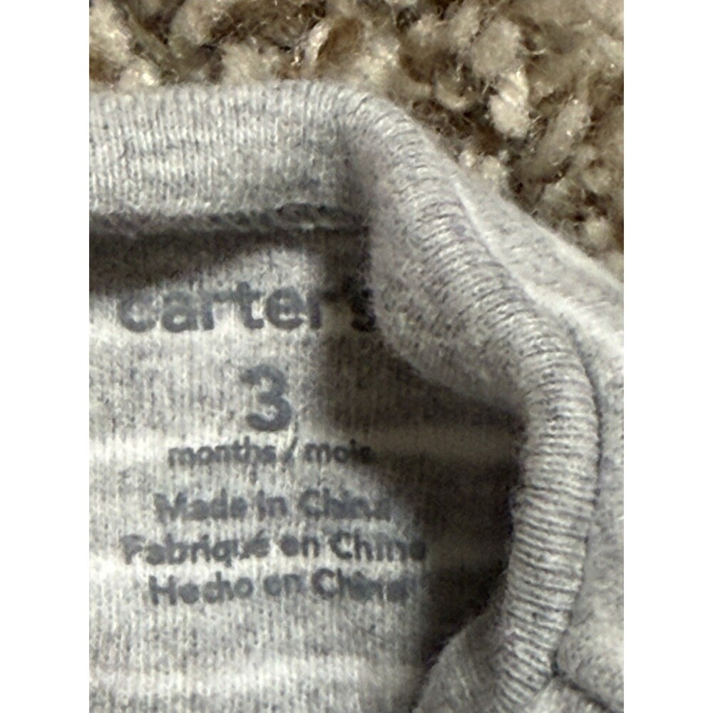 Carter's Dinosaur Sleep & Play Baby Bodysuit Gray Zip Pajama 3M - Picture 10 of 15